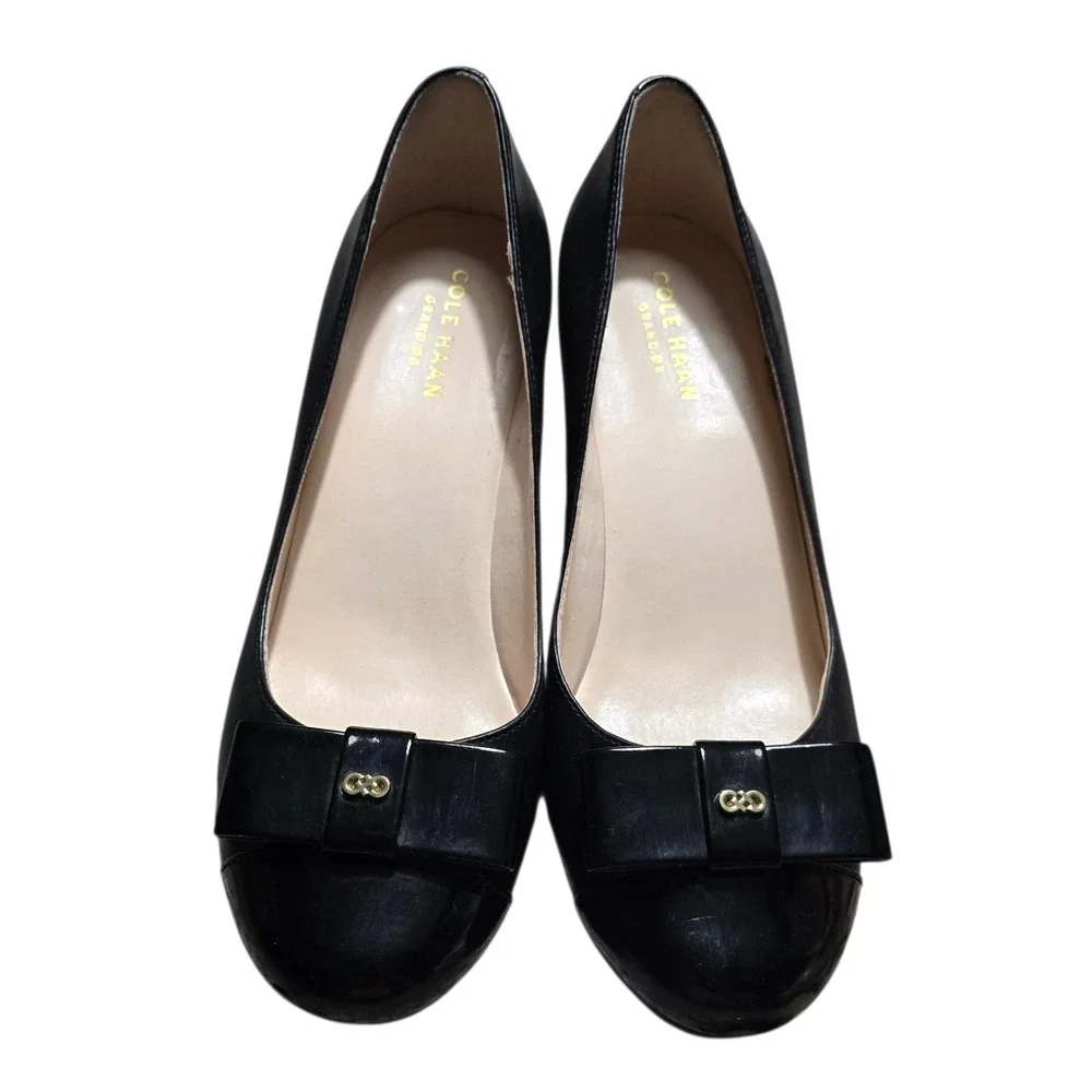 Cole Haan Grand.ØS Womens Elsie Bow Wedge Heels Black 5B